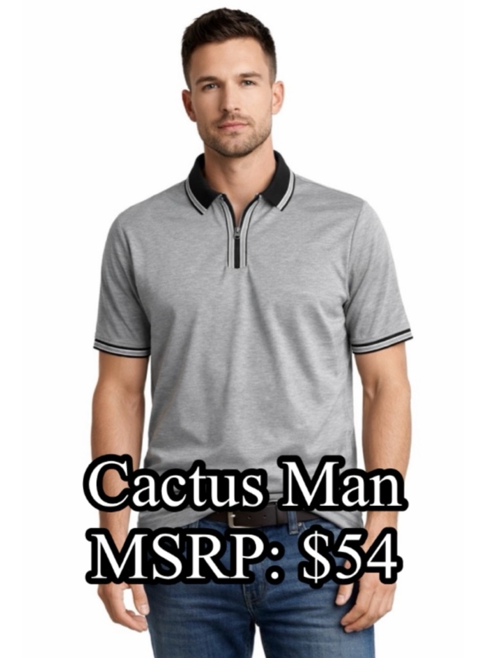 ☀️Cactus Man Ricky Singh Grey Quarter Zip Polo Shirt Mens XXL New